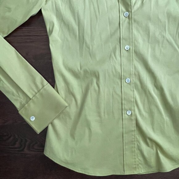 Theory Stretch Cotton "Ivy" Shirt Blouse-Pale Chartreuse Green-Sz 0/XS - Picture 4 of 8